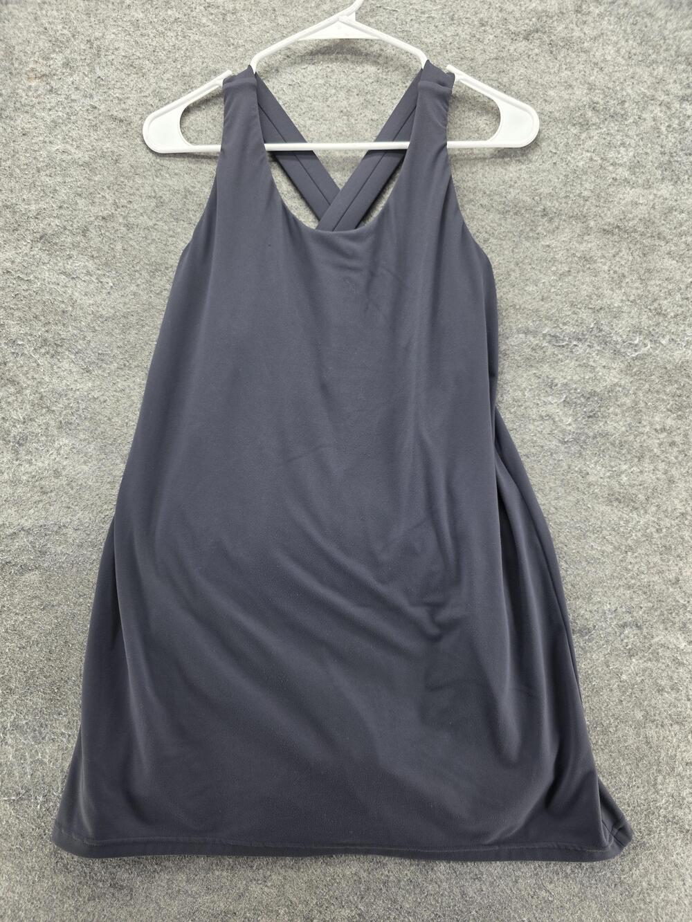FLX Dress Womens M Gray Short Tank Dress Strappy Sleeve Scoop Neck Jersey Lined